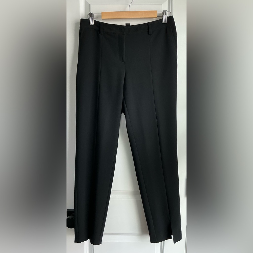 St. John Caviar Women’s Jennifer Pleated Straight Leg Pants Black (Size 6)